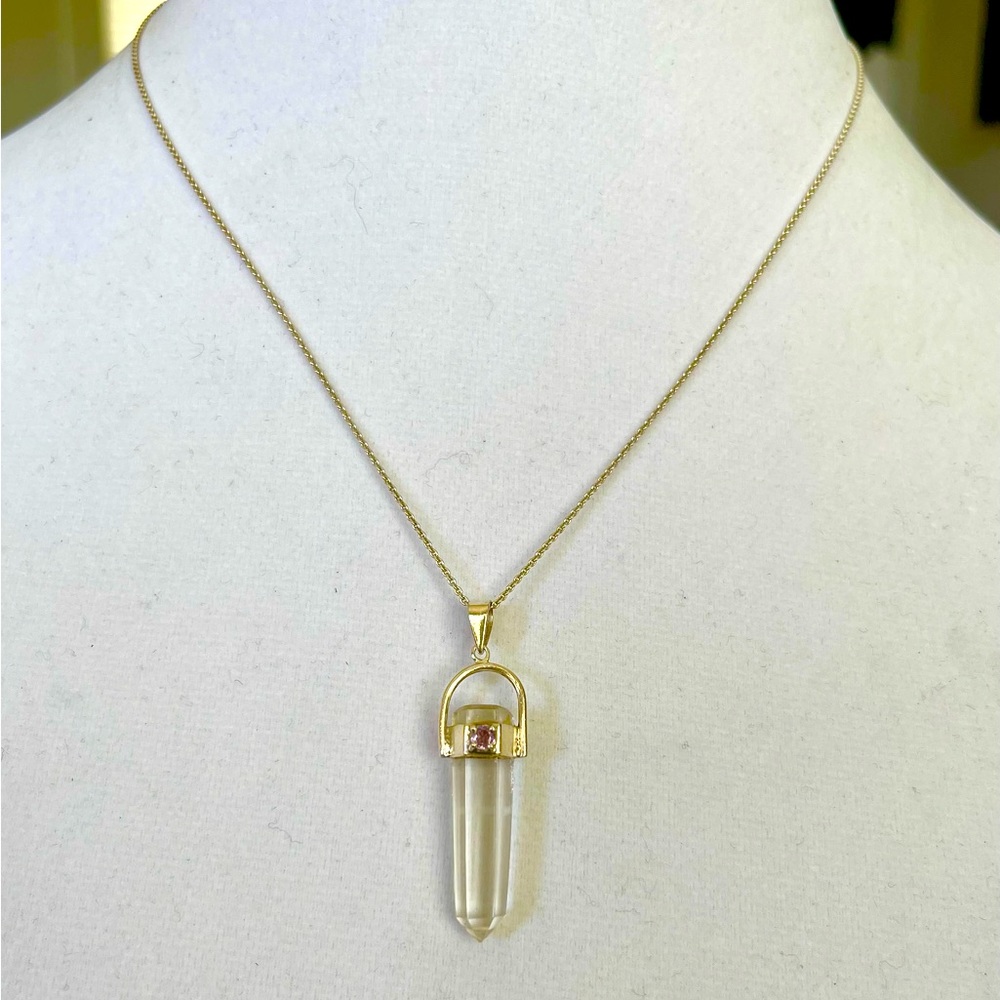 Sterling Silver Crystal and Amethyst Pendant and Chain